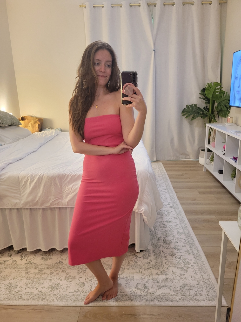 Pink Midi Bodycon Tube Dress